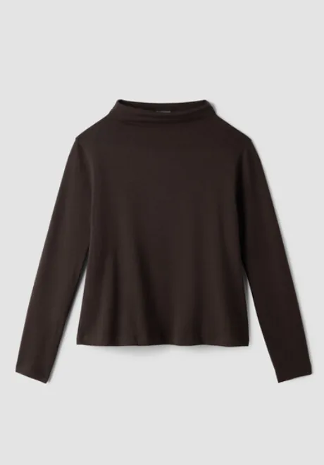 Cozy Brushed Terry Hug Funnel Neck Top